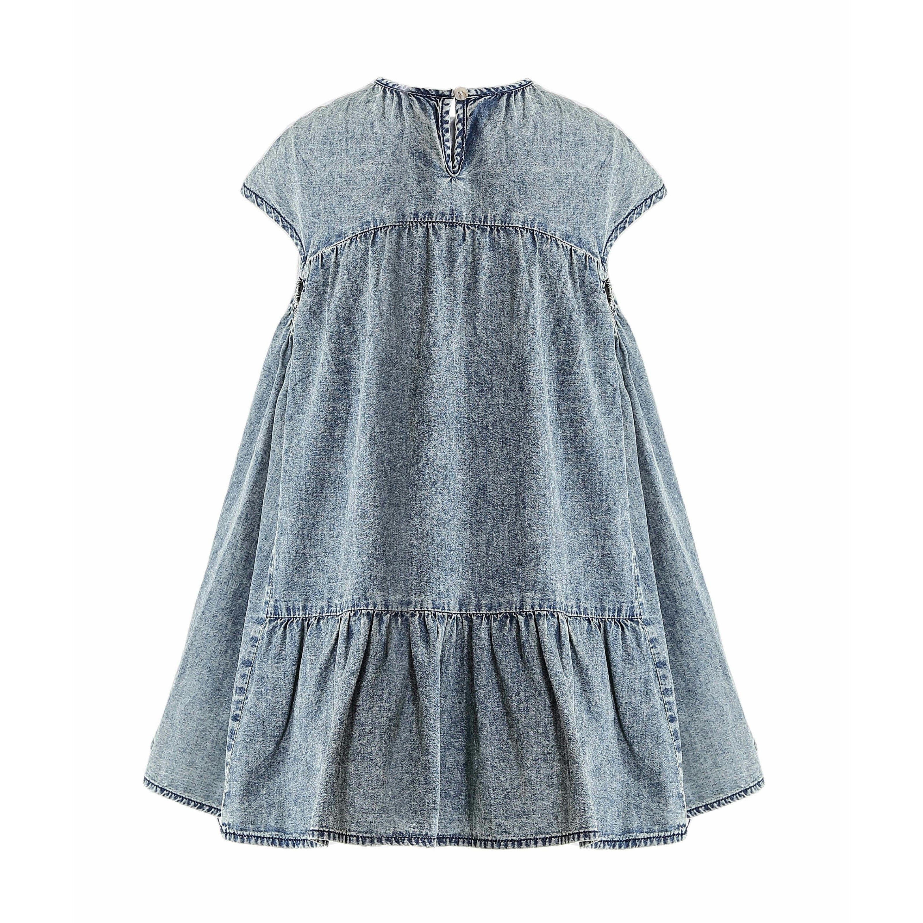 Blue Denim Tiered Dress