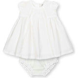 Short Sleeve Special Occasion Linen Pintuck Dress, White