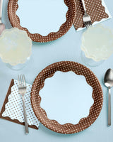 Brown + Blue Plates - 10 paper plates, 9in