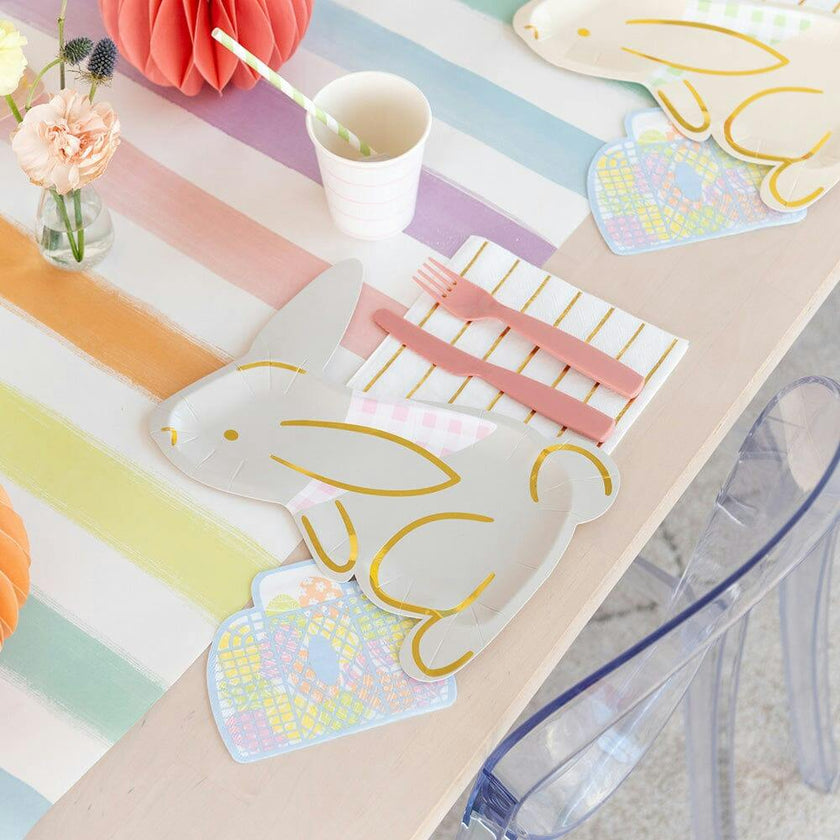 Playful Gingham Bunny Large Plates