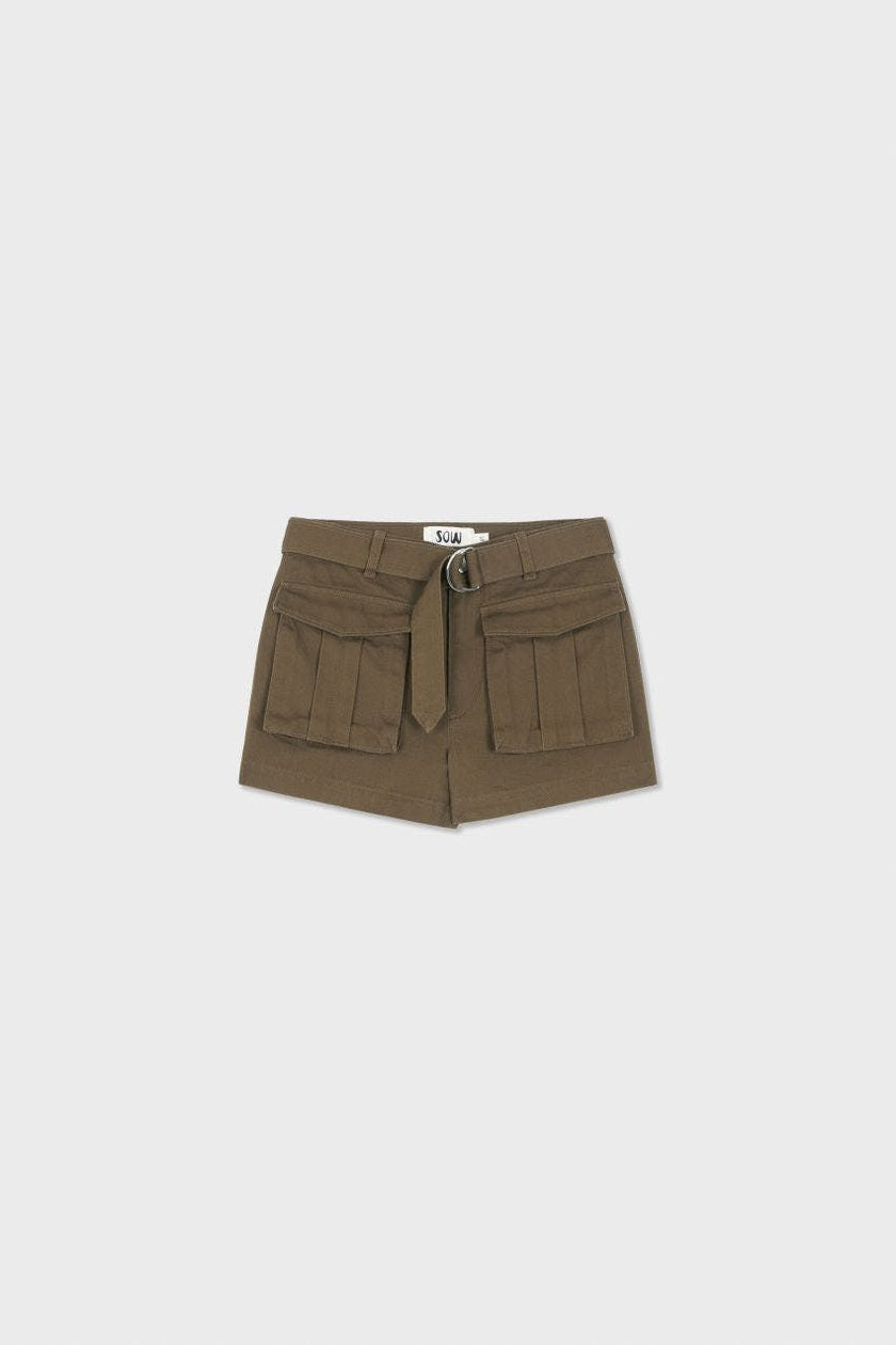 Organic Cotton Cargo Front Short With Belt