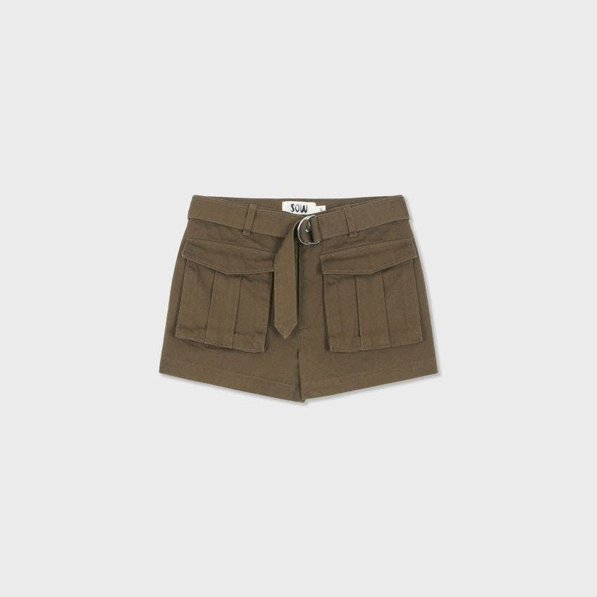 Organic Cotton Cargo Front Short With Belt