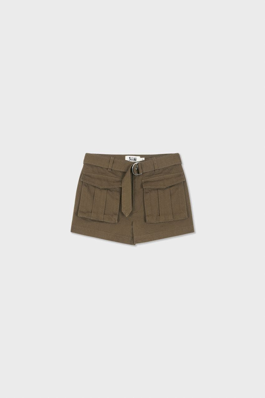 Organic Cotton Cargo Front Short With Belt