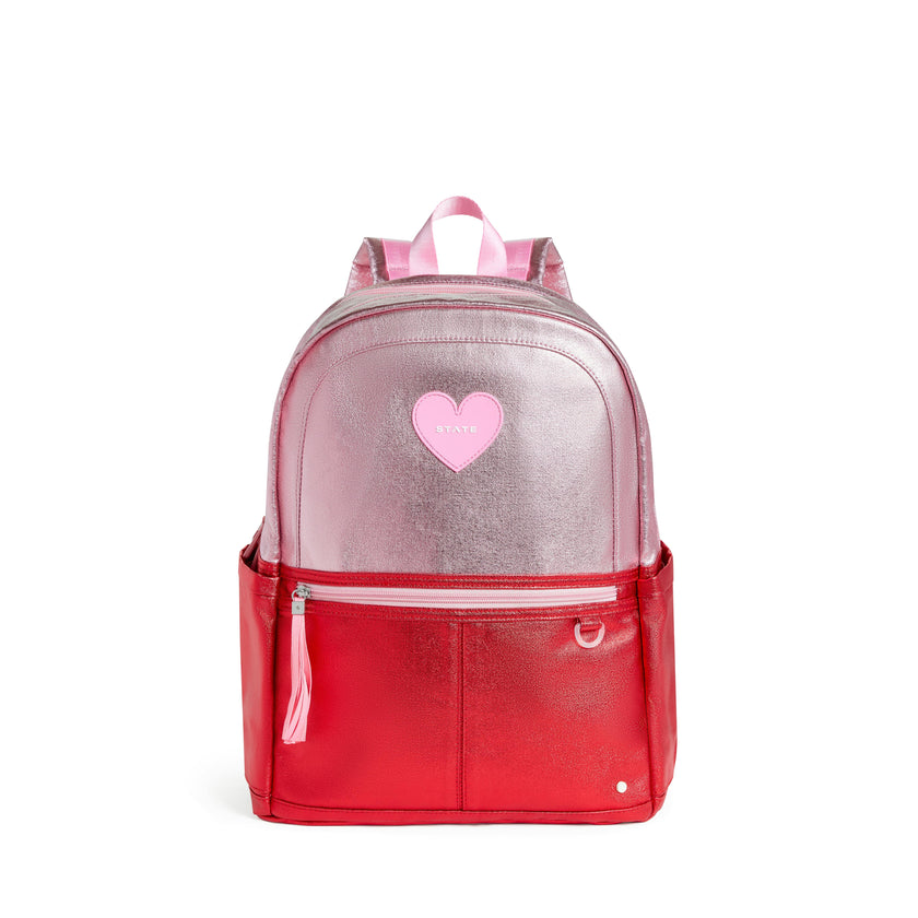 Kane Double Pocket Backpack, Metallic Pink/Red Colorblock