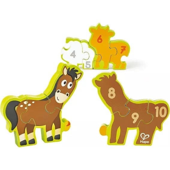 Hape: Numbers & Farm Animals Puzzle - 10pc