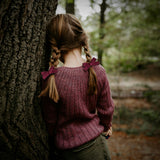 Skinny Ribbon Pigtail Bows, Burgundy