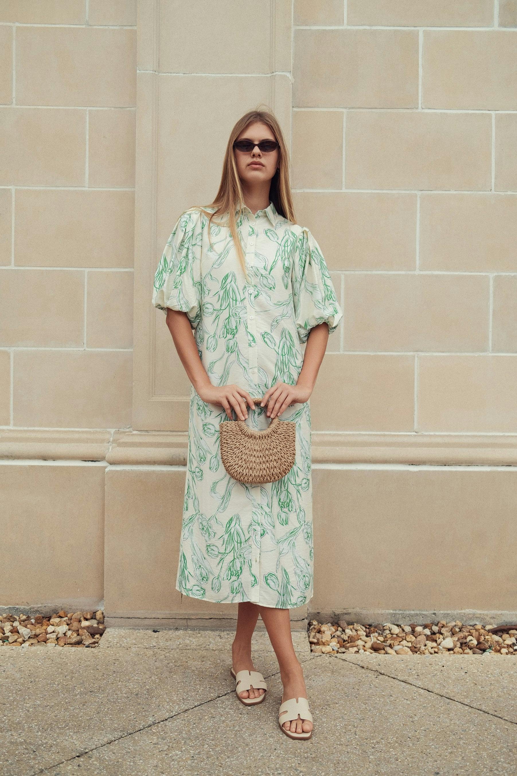 FLORAL LINEN DRESS