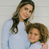Women's Powder Blue Stripe Pima Pajamas Set