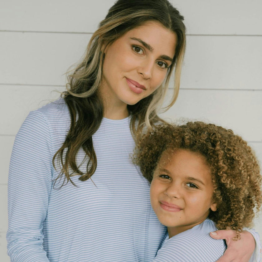 Women's Powder Blue Stripe Pima Pajamas Set