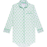 Women's Green Palm Tree Night Shirt - Organic Cotton Poplin