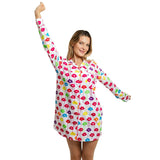 Women's Drawbertson Drippy Lips Night Shirt - Organic Cotton Poplin