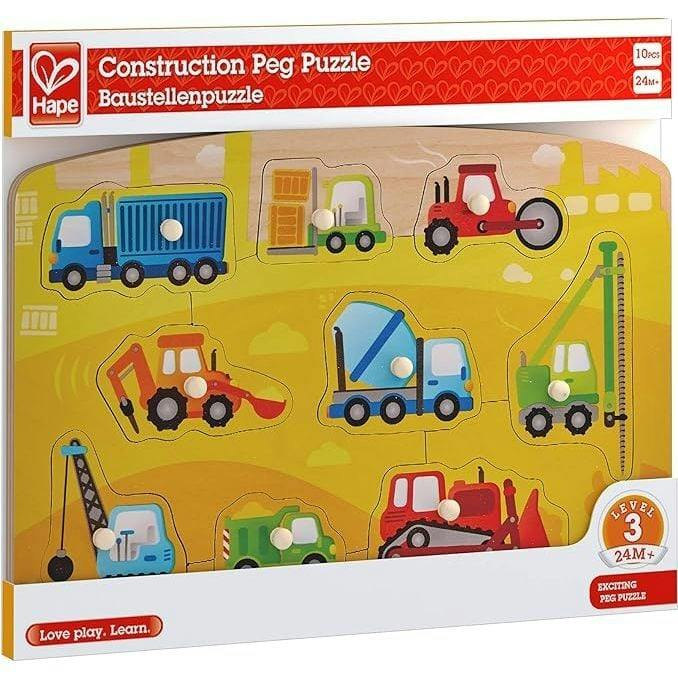 Hape: Peg Puzzle: Construction - 10pc Wooden Puzzle