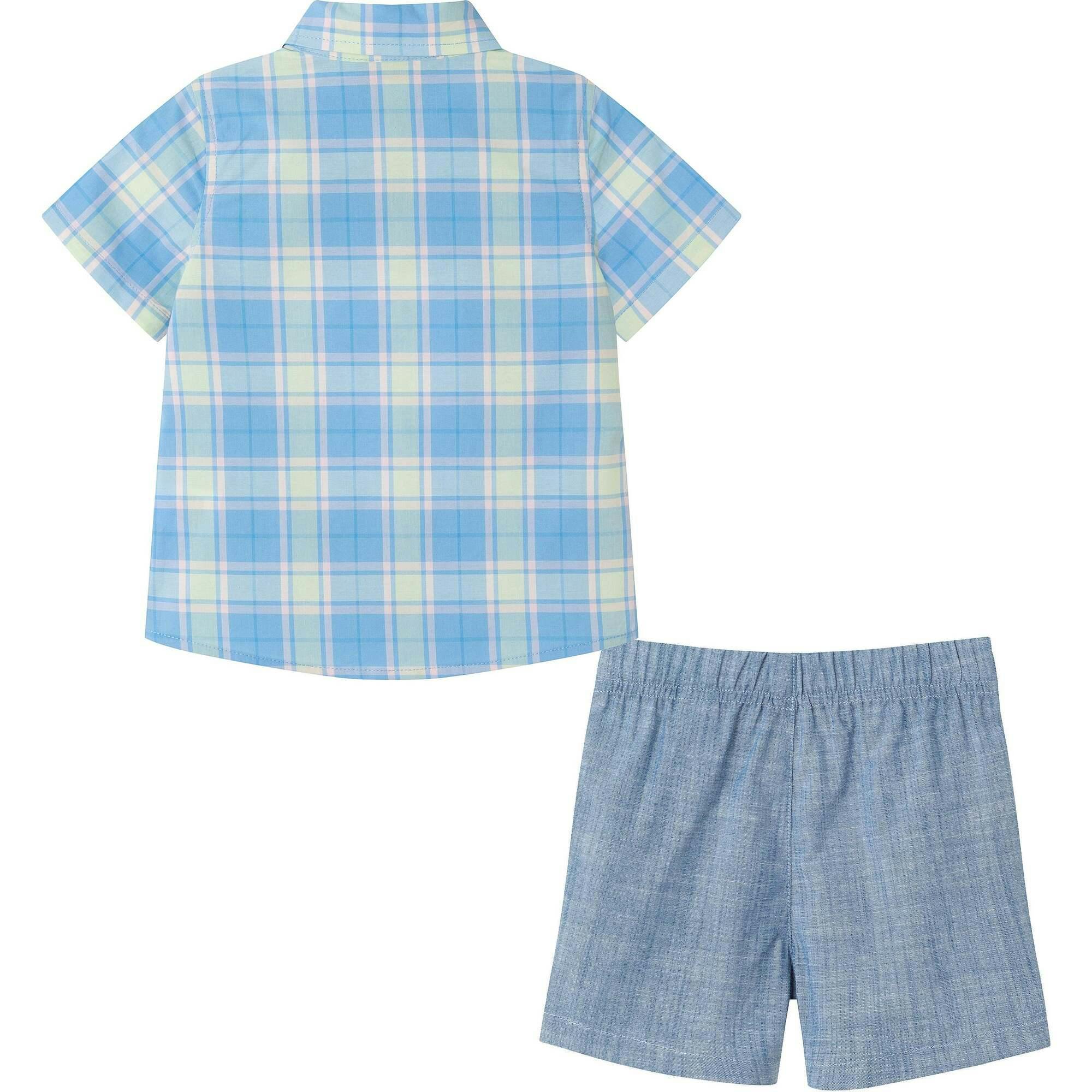 Infant 4 Piece Plaid Suspender Set