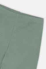 Rib Leggings Green Printed Green