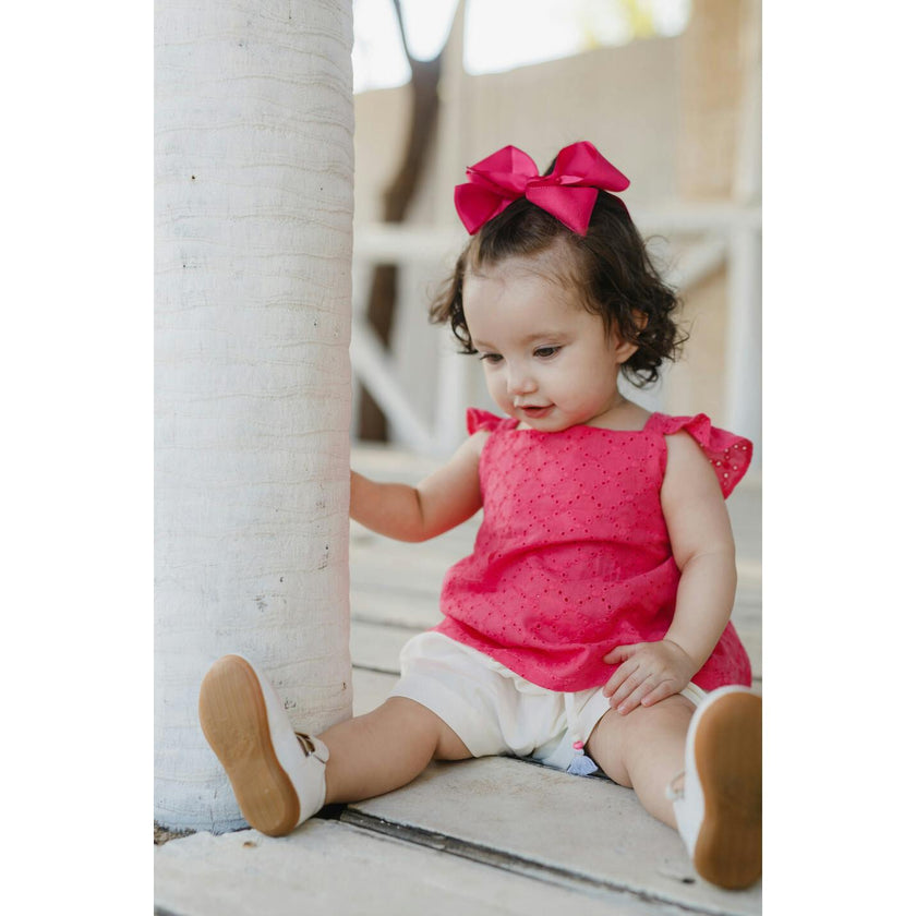 Fuchsia Eyelet Short Set