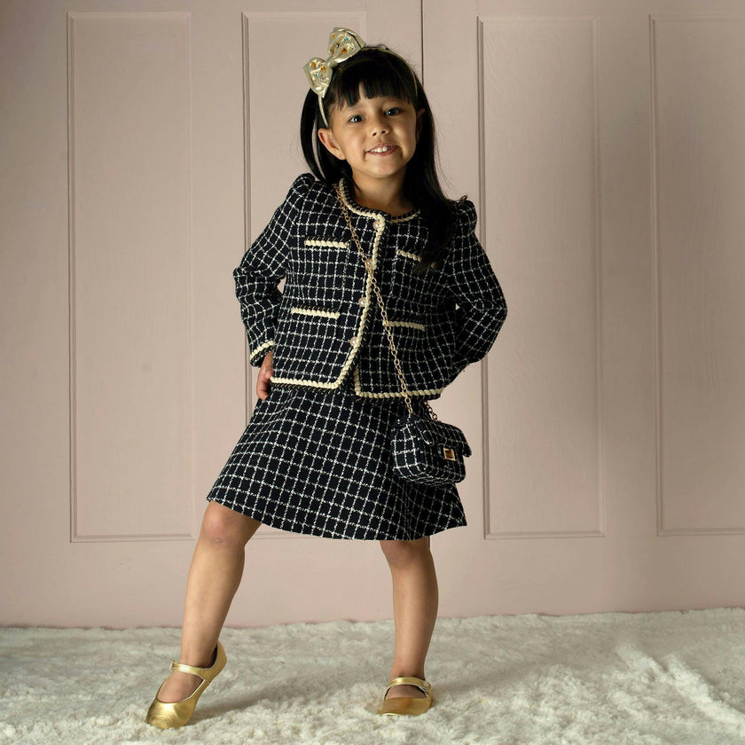 Check Tweed Jacket & Skirt Set