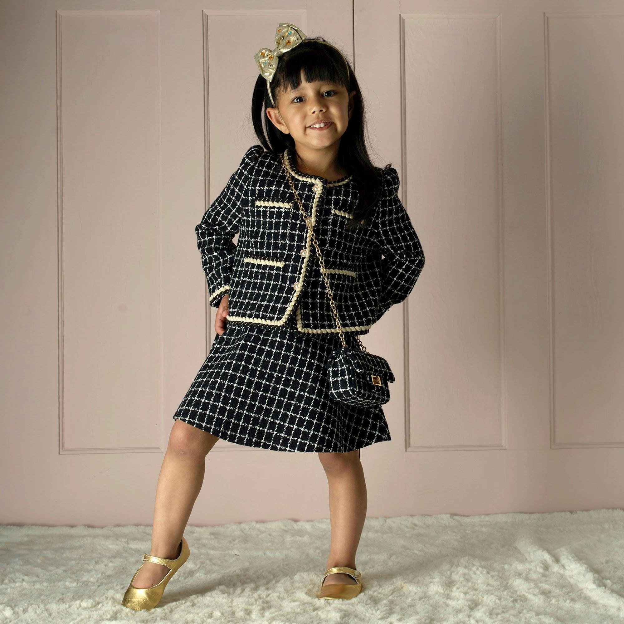 Check Tweed Jacket & Skirt Set