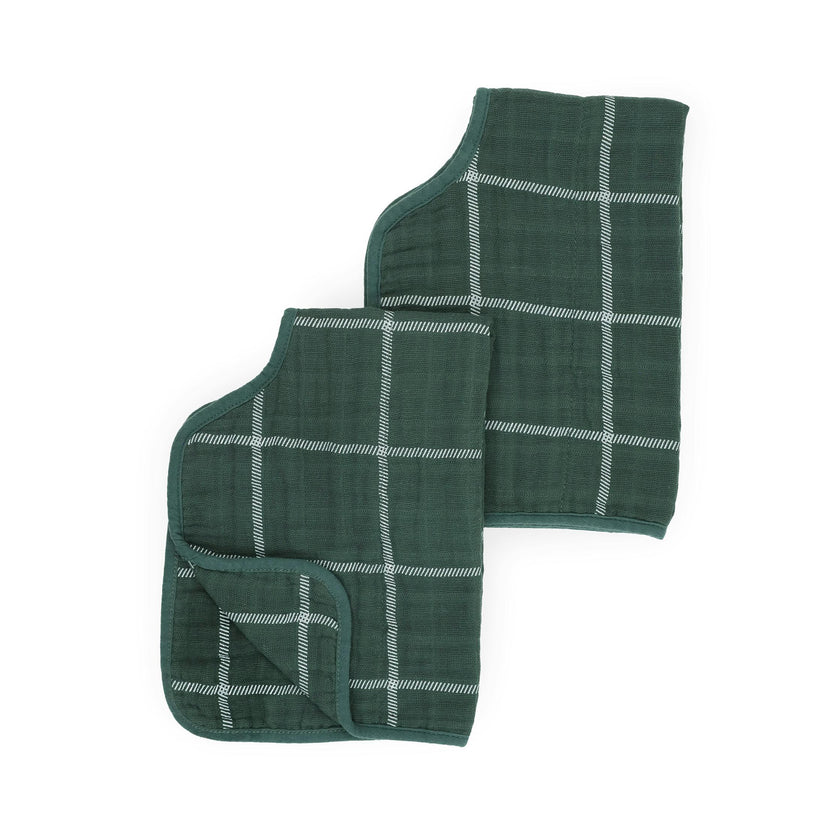 Cotton Muslin Burp Cloth 2 Pack - Evergreen Plaid