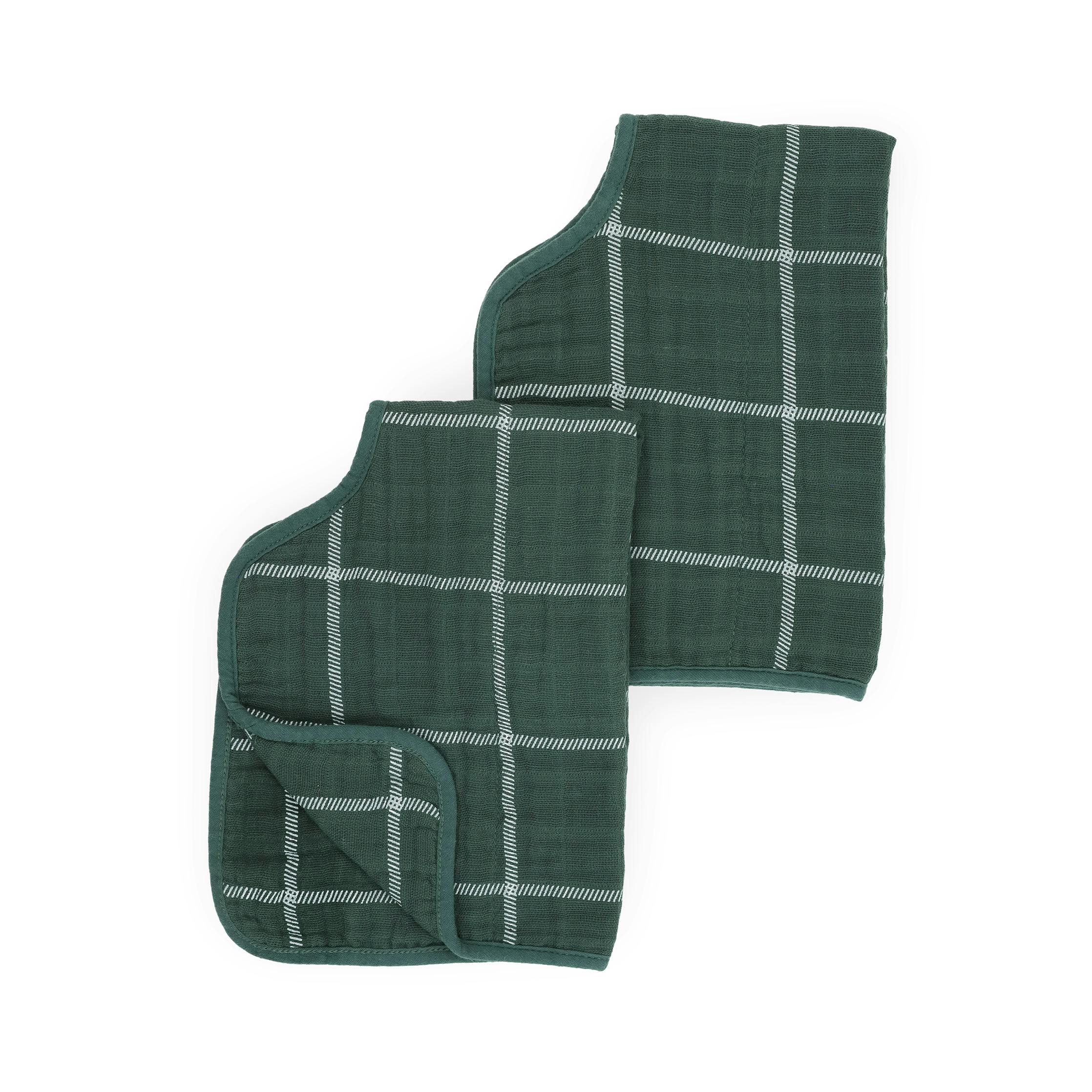 Cotton Muslin Burp Cloth 2 Pack - Evergreen Plaid