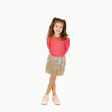 Long Sleeve Puff Sleeve Tee in Red & White Heart Stripe