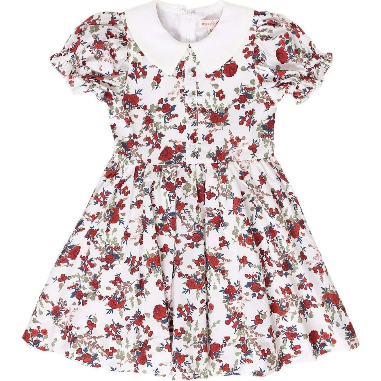 Mini Aveline Dress in Red & Green Rustic Floral