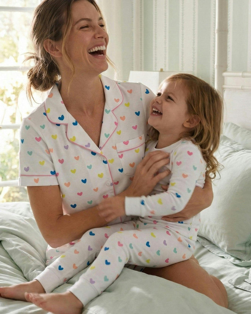 The Organic Long Sleeve Pajama Set [Rainbow Hearts]