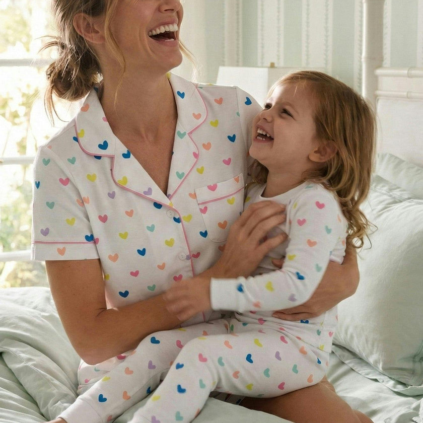The Organic Long Sleeve Pajama Set [Rainbow Hearts]