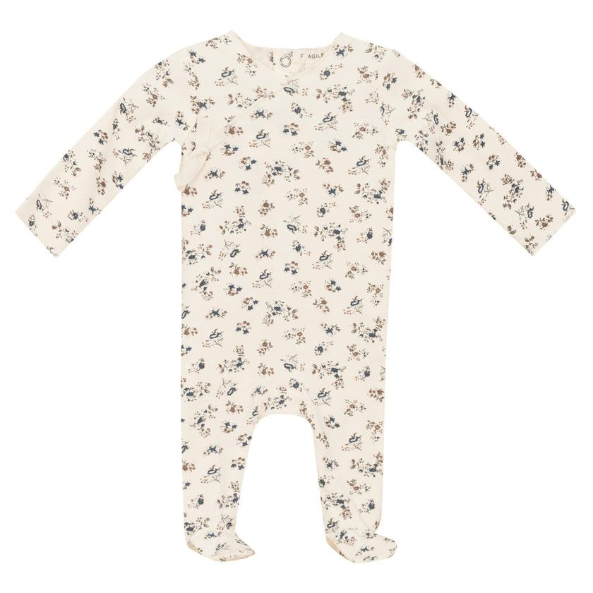 Wrap Printed Ribbed Snap Front Romper