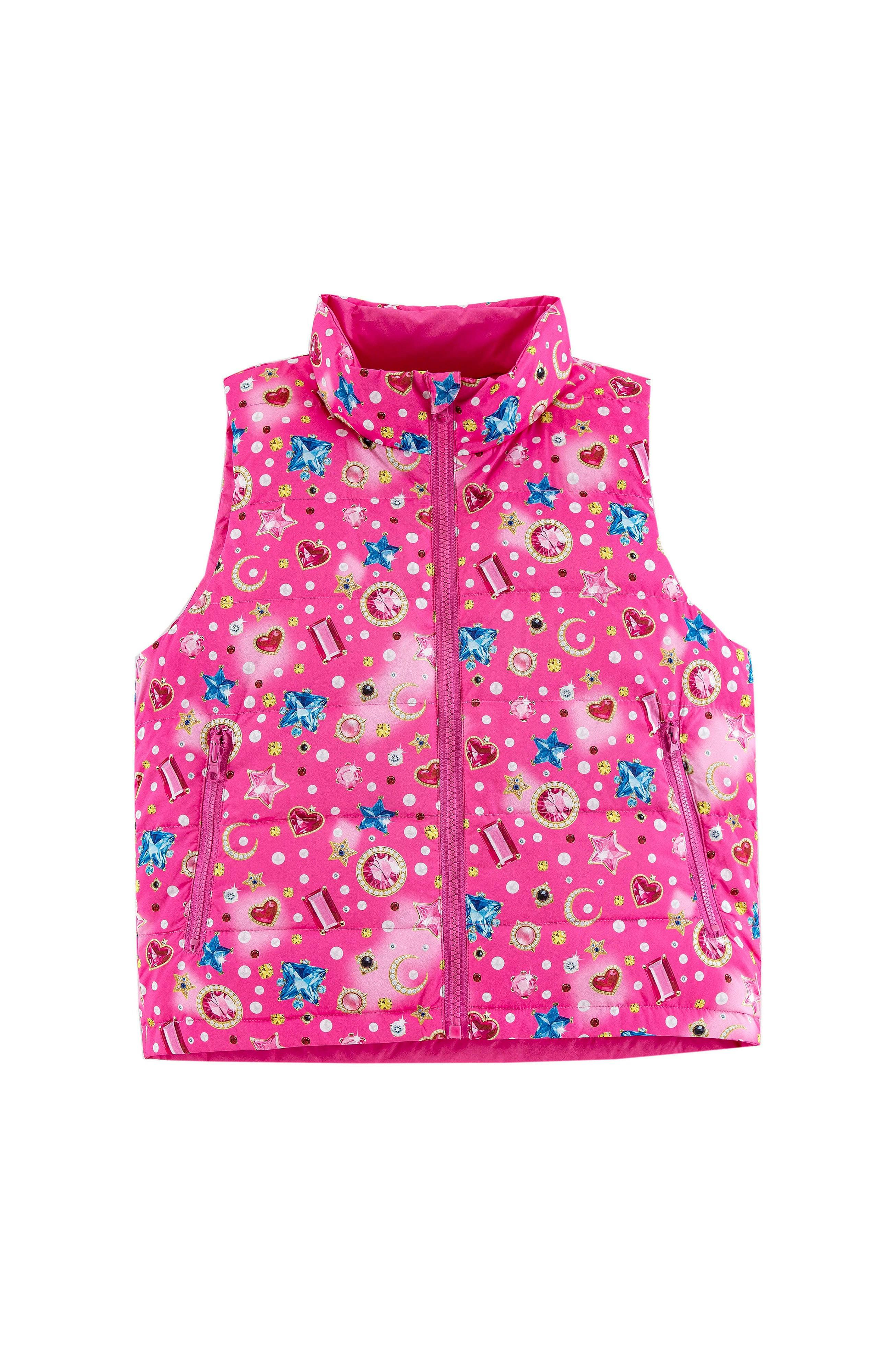 Casey Reversible Lightweight Down Puffer Vest, Gems and Pearls