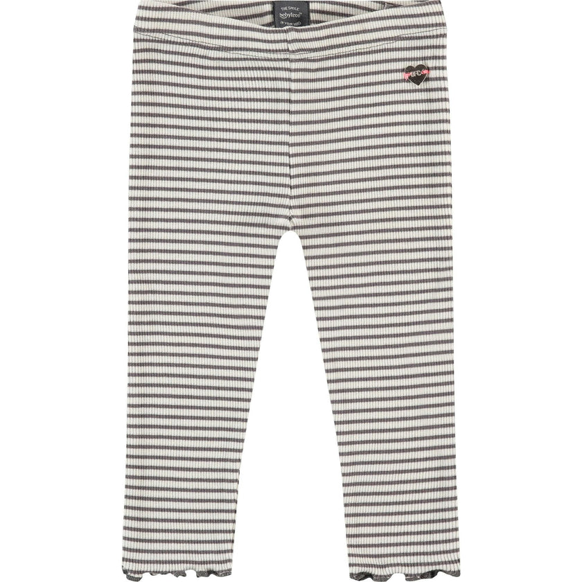 Striped Lettuce Edge Hem Leggings