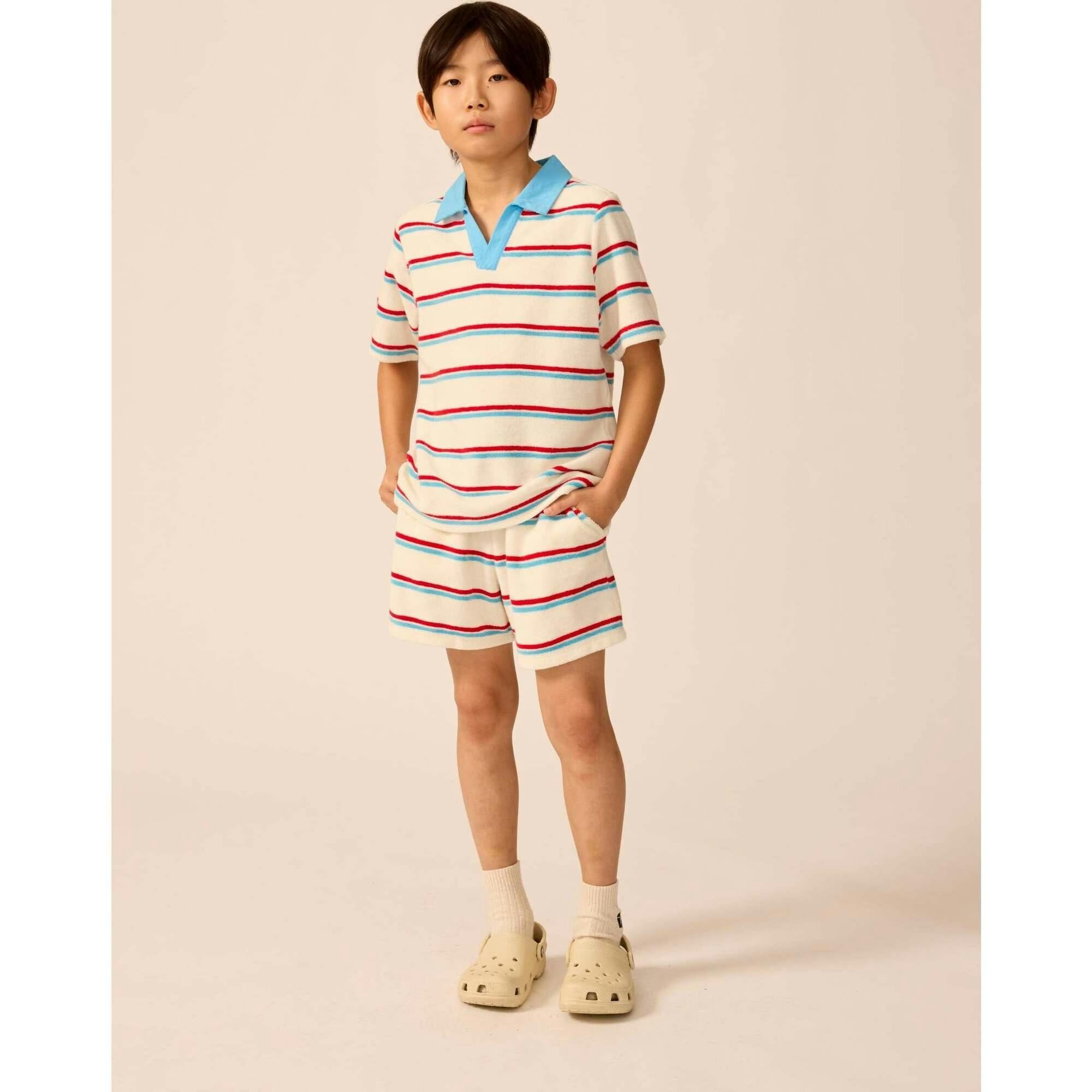 Organic Recess Polo in Terry Stripe