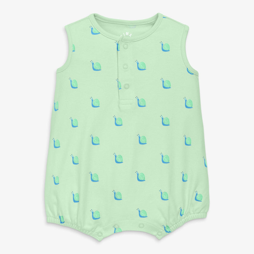 Baby organic henley tank shortie in baby bugs