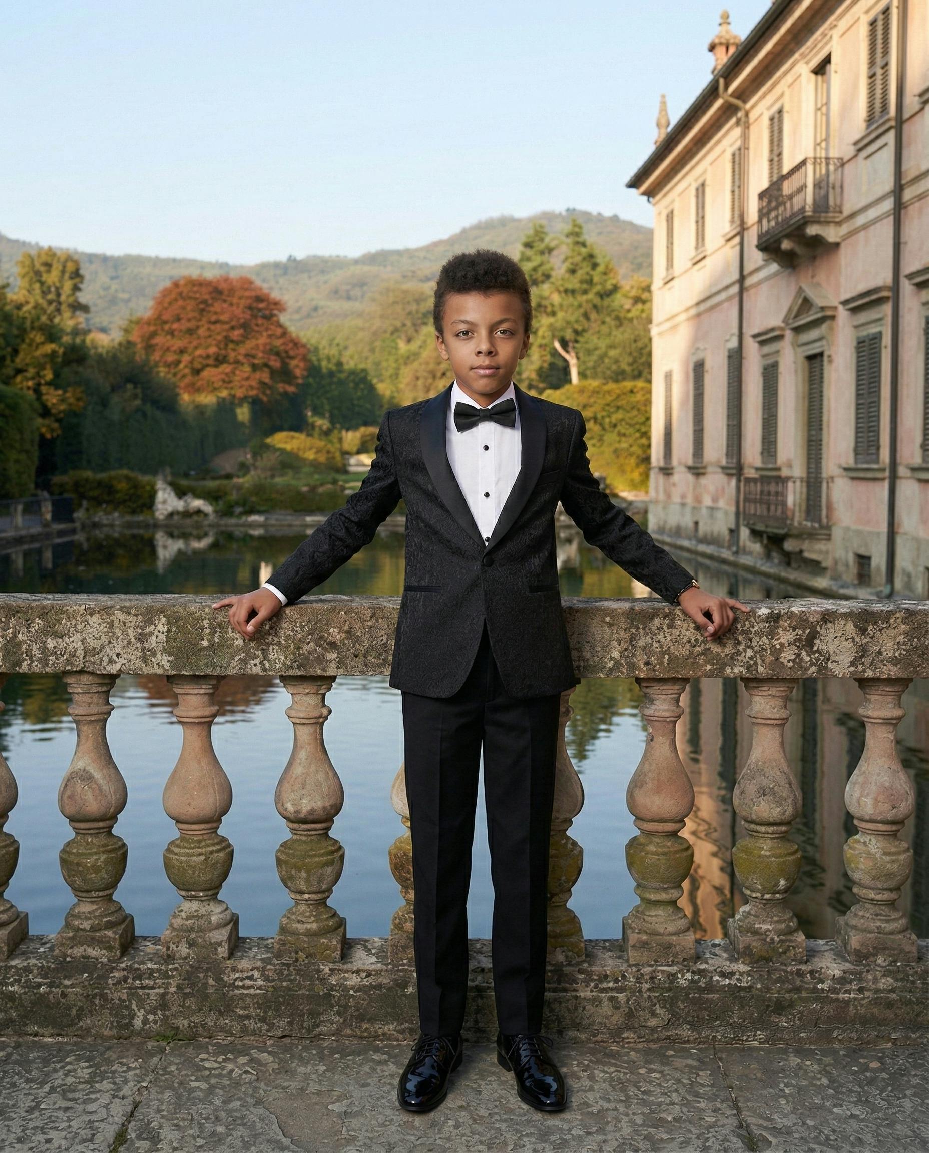 Textured Suit Set with Satin Lapels