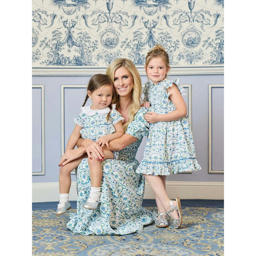 Nicky Hilton x La Coqueta Blue Bow Floral Lily-Grace Baby Girl Romper
