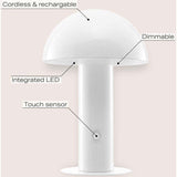 Boletus 10.75" Contemporary Bohemian Rechargeable/Cordless Iron Integrated LED Mushroom Table Lamp