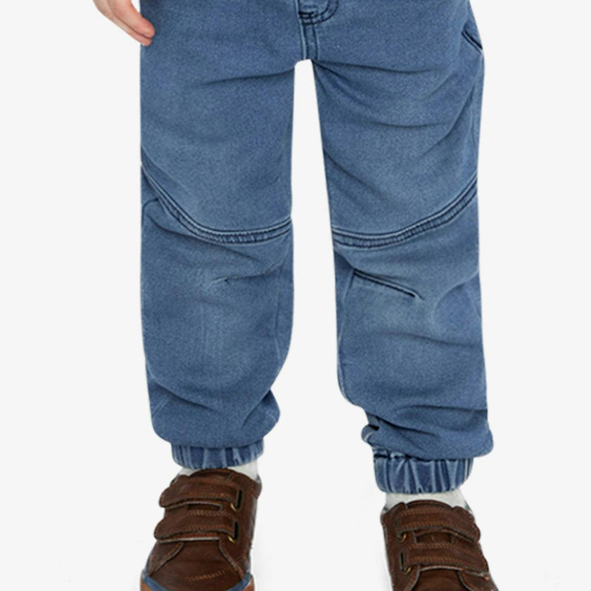 French Terry Denim Jogger Pants Light Blue