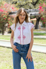 Esmeralda Blouse - White Blush