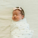 Stretch Knit Swaddle Blanket - Grey Cross
