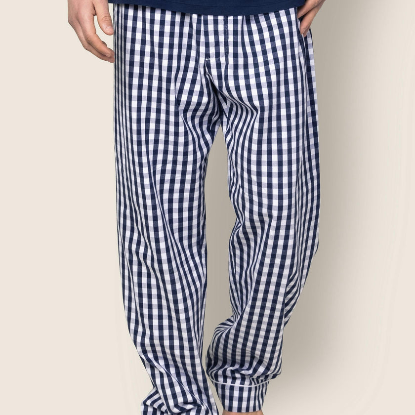 Men's Twill Pajama Pant in Navy Gingham