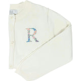 Custom Embroidered Cardigan With Floral Initial