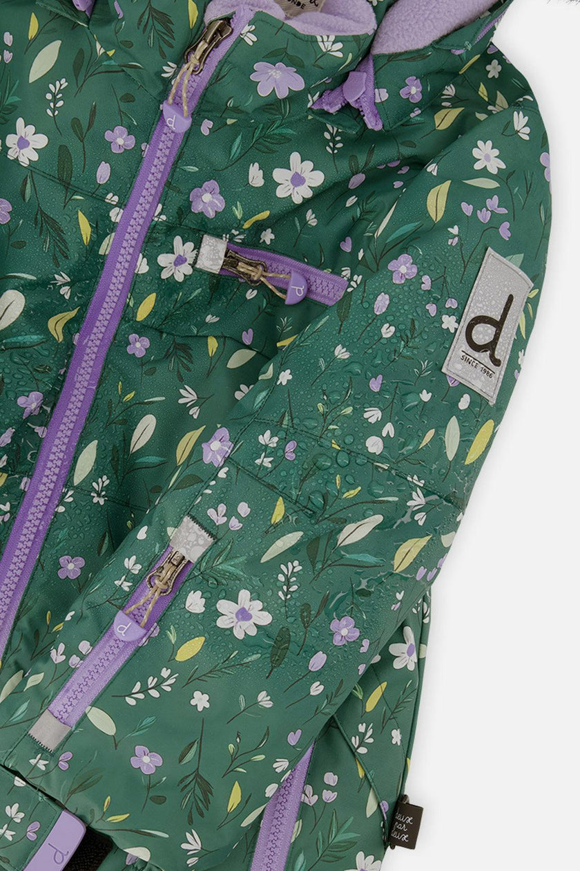 Two Piece Play Snowsuit Green Mini Flower Print