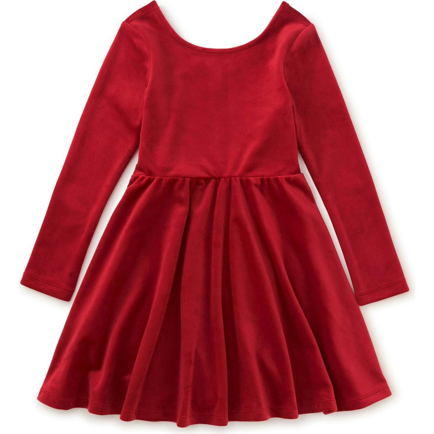 Velour Skater Dress, Red