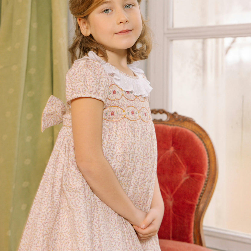 Isadora Short Sleeve Floral Smocked Dress