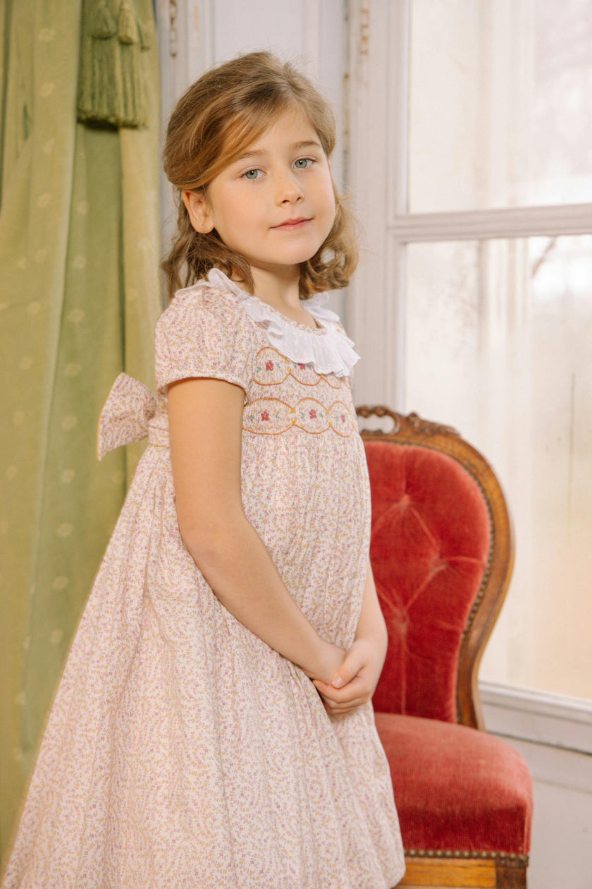 Isadora Short Sleeve Floral Smocked Dress