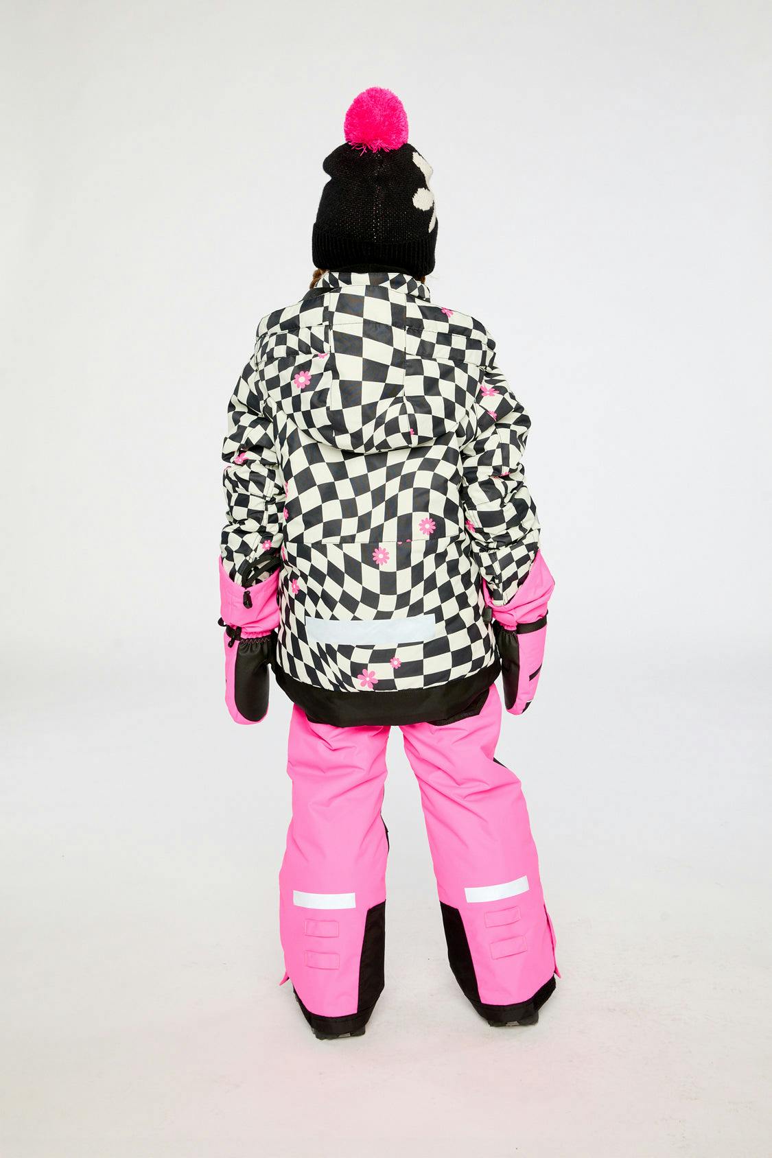 Two Piece Teknik Snowsuit Bright Pink And Checkered