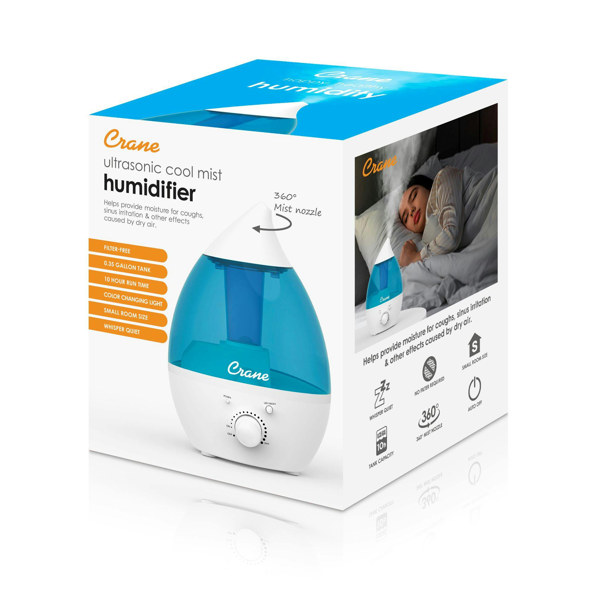 Crane 0.35 Gallon Mini-Drop Cool Mist Humidifier