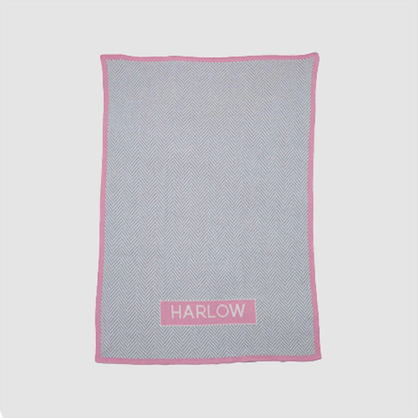 Monogrammed Herringbone Baby Blanket