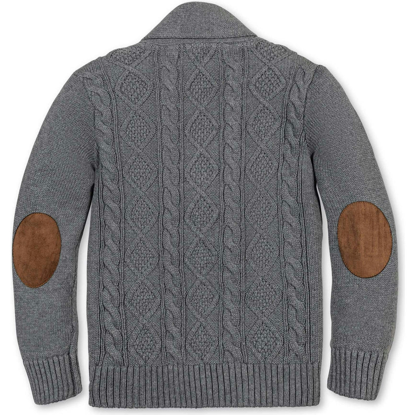 Organic Shawl Collar Cable Sweater Cardigan, Grey