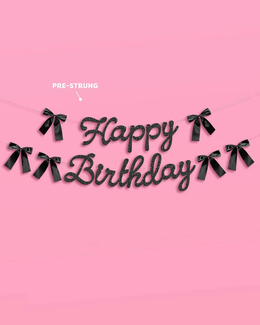 Little Black Bow Bundle - plates, napkins, bday banner