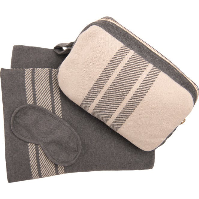 Reversible Stripe Blanket Travel Set